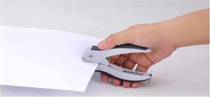 Bostitch Office EZ Squeeze One-Hole Punch, 10 Sheet Capacity, Lightweight, Gray/Blue (2402) - Image 2