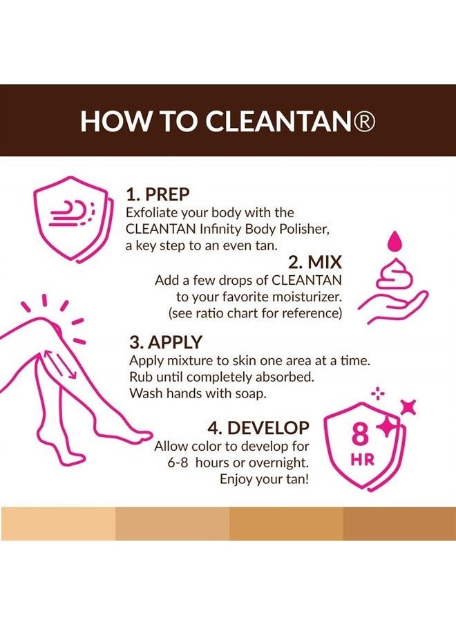 CLEANTAN - self tan concentrate tanning drops, add liquid tanner drops to any lotion, serum, or oil to make a custom dream sunless tanner, zero odor or streaks, non-toxic MINI Try Me Size (10 ML (10 ML) - Image 1
