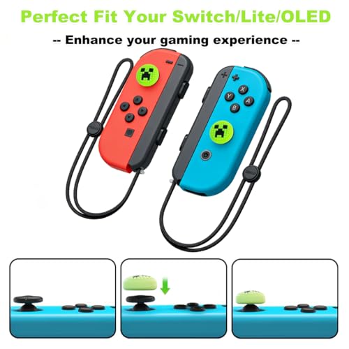Sunmike Thumb Grips Caps for Nintendo Switch 1/ OLED/Lite, 4 Pcs Silicone Thumb Grip Caps for Nintendo Switch Joystick Cover Cute Accessories Joy con Thumb Grips - Green - Image 3