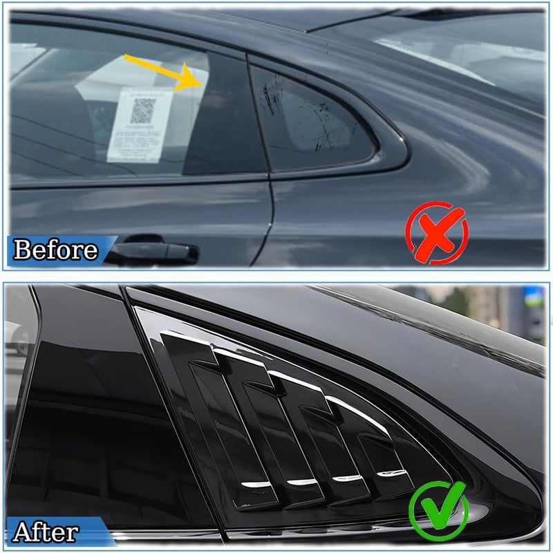 MUXEE Rear Side Window Louvers for Chevrolet Malibu 2016-2024 - 2PCS Bright Black ABS Trim - Image 5