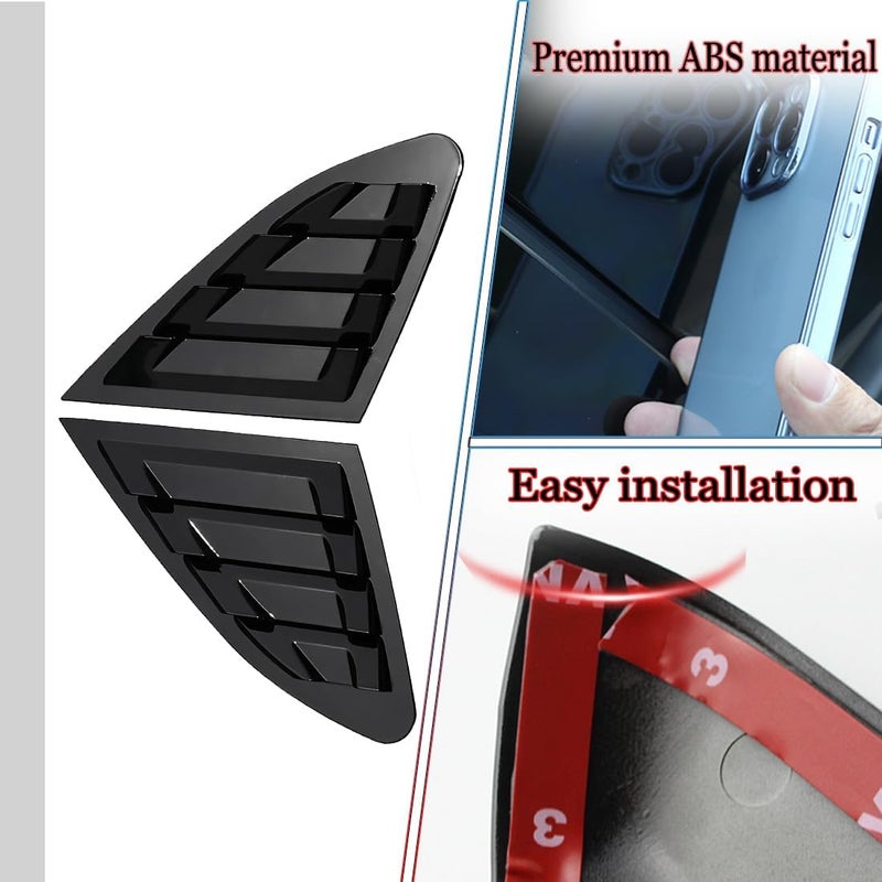 MUXEE Rear Side Window Louvers for Chevrolet Malibu 2016-2024 - 2PCS Bright Black ABS Trim - Image 4