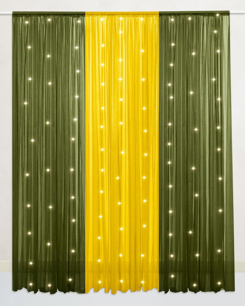 SpecialYou.in SpecialYou® Ganesh Decoration Items for Home, Ganpati Decorations Backdrop Yellow & Green Curtain(7 * 5ft), Lights(40Ft), Ganpati Decoration Setup for Home Decor, Pooja Room Decor- 7 Pcs - Image 2