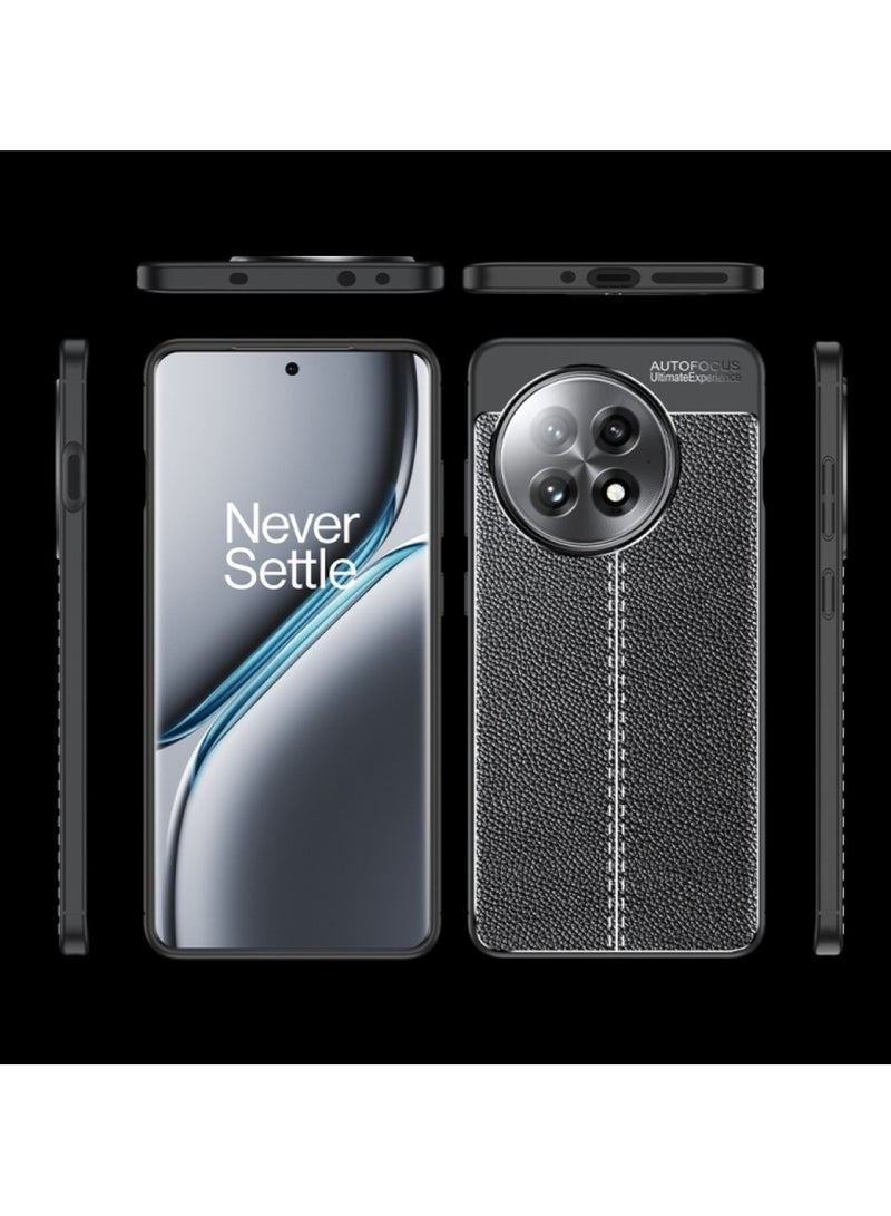 Case For Oneplus Ace 5 5G / Oneplus Ace 5 Pro 5G  ,- Brushed Shockproof Protection Cover Leather Pattern Durable - Case Premium Quality Slip-Resistant With Protection For Camera - Black
