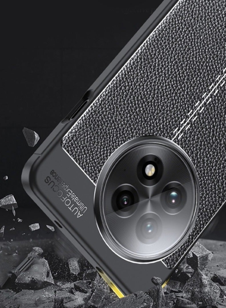 Case For Oneplus Ace 5 5G / Oneplus Ace 5 Pro 5G  ,- Brushed Shockproof Protection Cover Leather Pattern Durable - Case Premium Quality Slip-Resistant With Protection For Camera - Black