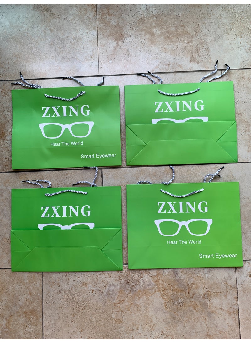 ZXING ‌BAG 02‌ 10-Pack Green Paper Gift Bags with Handles Medium Size Approx 13.78 x 5.12 x 10.24 Inches 35 x 13 x 26 cm Reusable Eco Friendly Party Favor Bags for Weddings Birthdays Bridal Showers Boutiques Small Businesses Bulk Wholesale Kraft Gift Bags - Image 3