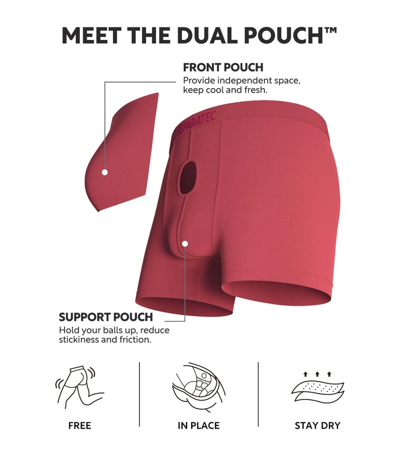 Separatec Mens Underwear with Pouch for balls Anti Chafing Underwear Men Athletic Sport Performance Long Boxer Briefs 3 Pack(L,Black/Dark Gray/Maroon) - Image 2