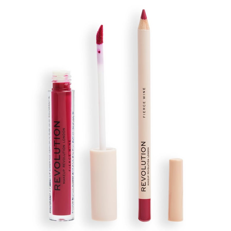 Revolution Lip Contour Matte Lipstick & Liner Duo – Fierce Wine - Image 1