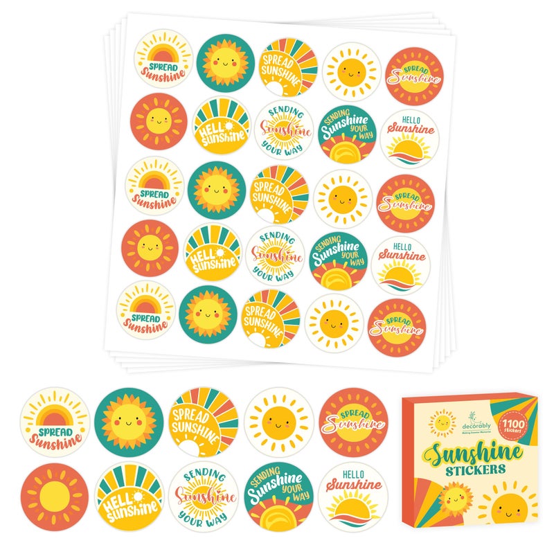 Decorably 1080 Sunshine Stickers for Kids 20 Sheets Sun Stickers for Kids Classroom Activities Positive Reinforcement Arts Crafts Scrapbooking Gift - Image 2