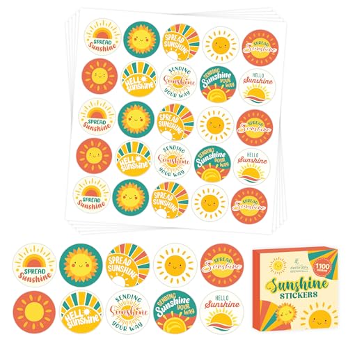 Decorably 1080 Sunshine Stickers for Kids 20 Sheets Sun Stickers for Kids Classroom Activities Positive Reinforcement Arts Crafts Scrapbooking Gift - Image 1