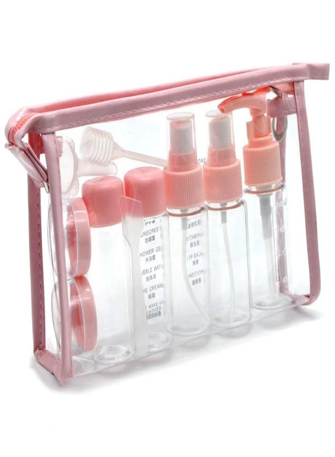 VDHJA Travel Essentials Kit: 10-Piece Set of Travel-Sized Bottles and Containers | Travel Bottle Kit with Leak-Proof Containers and Carry Bag | Travel Bottle Kit for Cosmetics, and Essentials (Pink) - Image 1