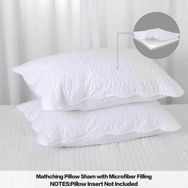 BOSOWOS Standard Size Pillow Shams Set of 2, Ultra Soft Breathable 20 x 26 Inches Quilted Pillow Cases Envelope Closure for Sleeping, Decorative Microfiber Bed Pillowcases Easy Care, White - Image 5
