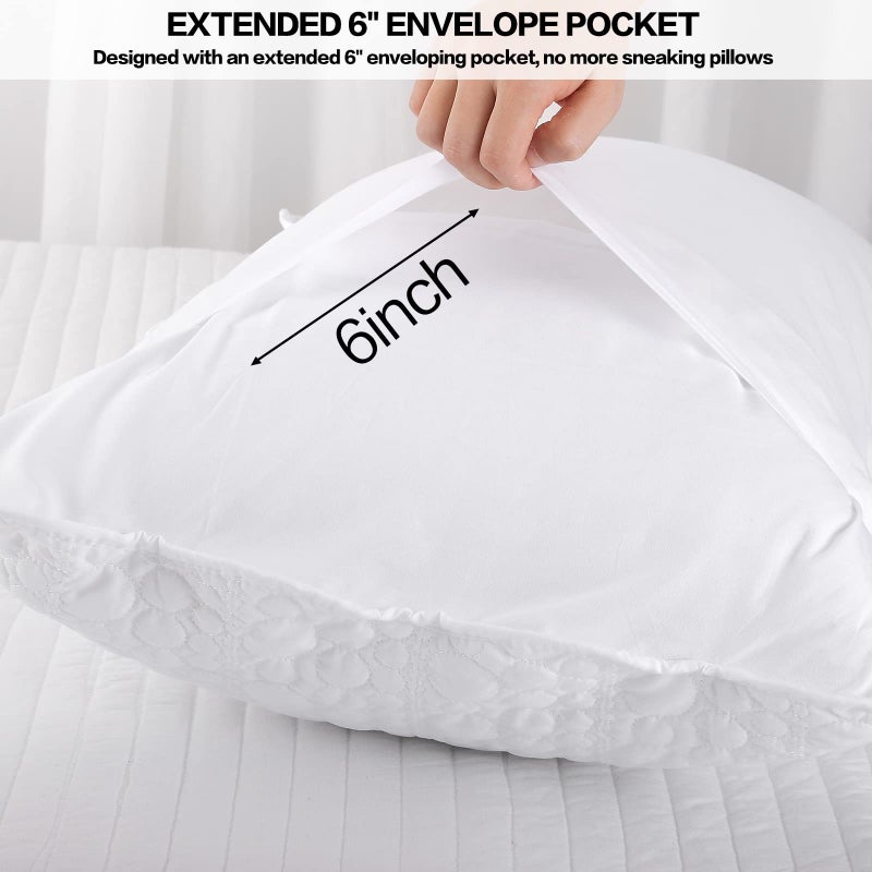 BOSOWOS Standard Size Pillow Shams Set of 2, Ultra Soft Breathable 20 x 26 Inches Quilted Pillow Cases Envelope Closure for Sleeping, Decorative Microfiber Bed Pillowcases Easy Care, White - Image 3