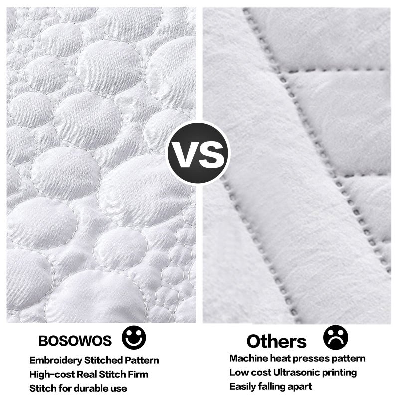 BOSOWOS Standard Size Pillow Shams Set of 2, Ultra Soft Breathable 20 x 26 Inches Quilted Pillow Cases Envelope Closure for Sleeping, Decorative Microfiber Bed Pillowcases Easy Care, White - Image 4