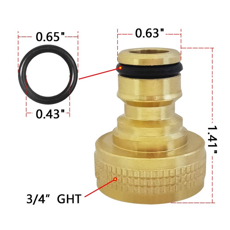 HQMPC Garden Hose Quick Connect Solid Brass Quick Connector Garden Hose Fitting Water Hose Connectors 3/4 inch GHT (2SETS) - Image 4