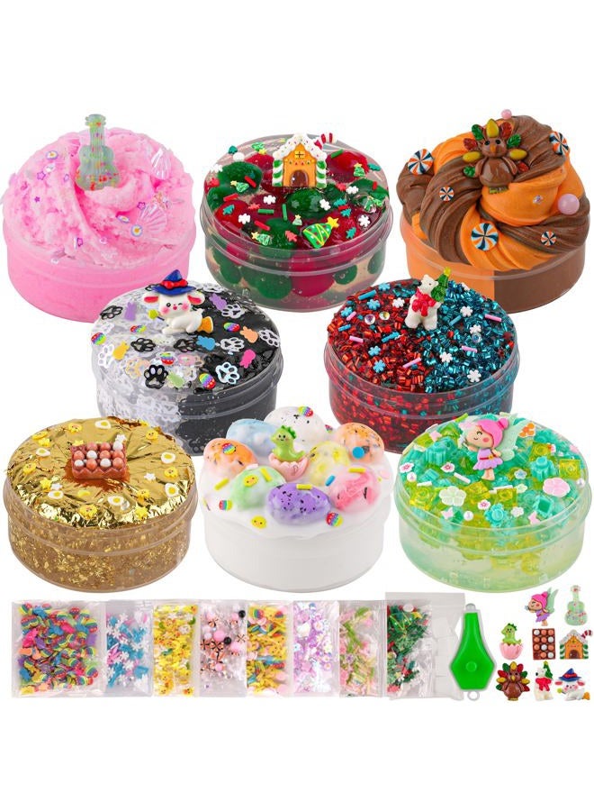 Okaybee 8 Pcs 100ml Slime for Kids Various Textures Slime Contains Bingsu Crunchy Butter Cloud Transparent Slime Party Favors for Girls Boys - Image 1
