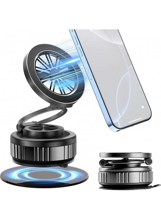 for Magsafe Car Mount, Upgraded Vacuum Magnetic Phone Holder for Car, 360° Adjustable Suction Phone Mount for Car, Gym, Mirror and Any Glass Flat Surface (Black) - Image 1