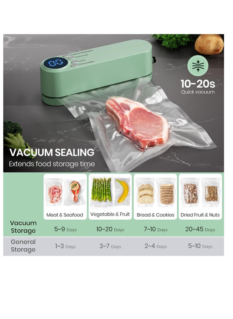 عام مانعة للتسرب من الغذاء ، 3 في 1 سدادات طعام قابلة لإعادة الشحن من أجل تخزين الطعام الجاف/الرطب مع 4 أكياس خفيفة ، سدادات حرارة لأكياس الرقائق ، مضخة التضخم للكرات/حلقة السباحة - الأخضر - Image 2