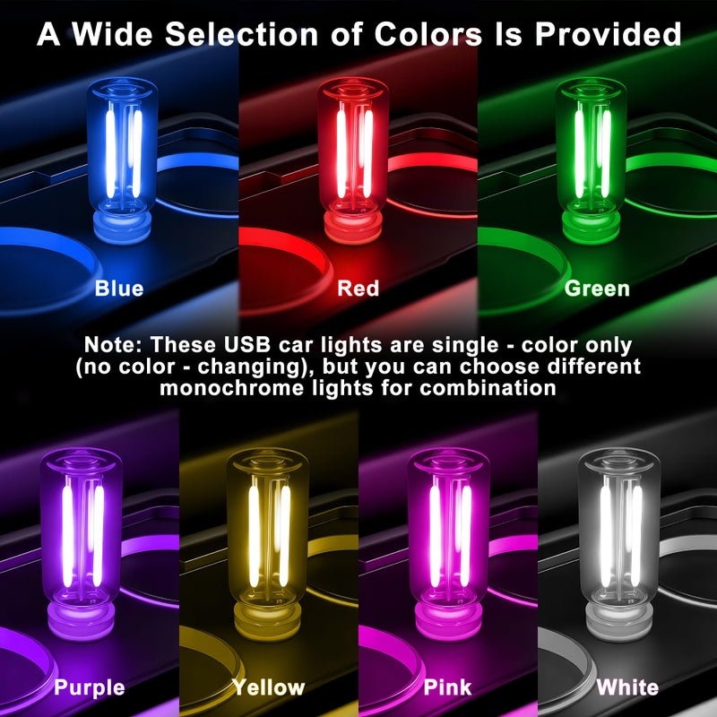Ligrel Car USB Night Light Touch Dimmable - 2-Pack Retro LED Filament Lamp for Truck Interior, Bedroom & Camping | Glass Bottle Ambiance Lighting (Blue) - Image 2