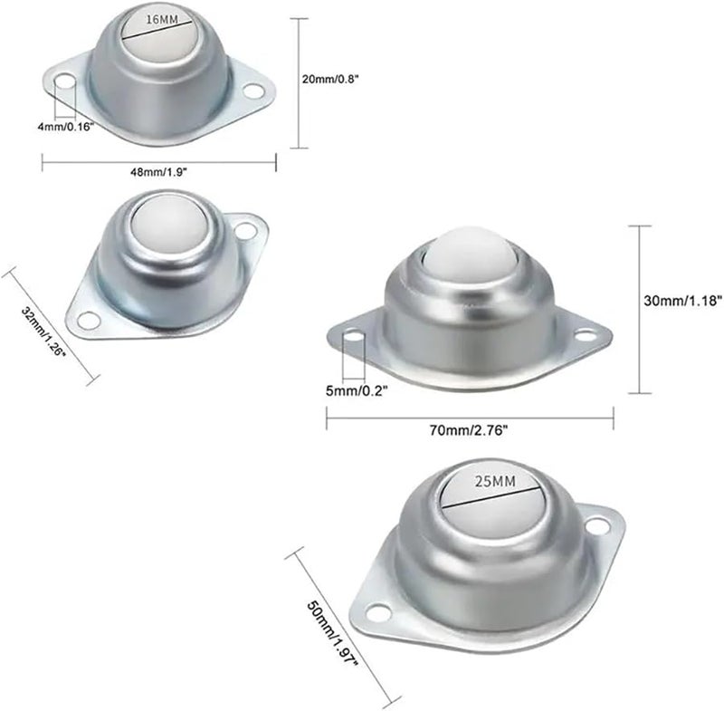 Heavy Duty 0 5 Inch Metallic Nylon Ball Transfer Bearing Caster Wheels 4PCS - Image 4