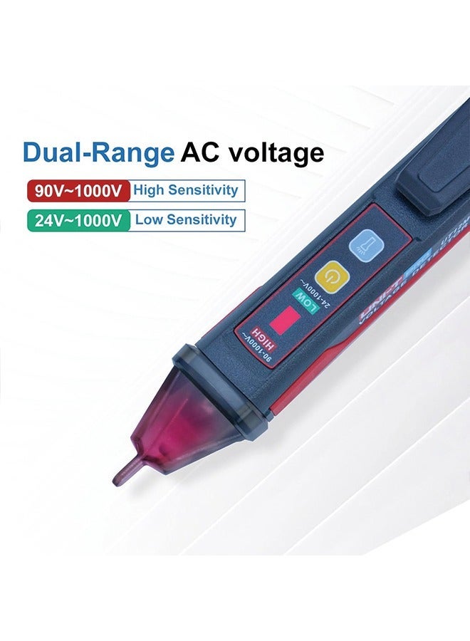 UNI-T Non-Contact AC Voltage Tester Pen, 24V-1000V Volt Detector Pen, Dual Range Live/Null Wire Tester Circuit Tester with LCD Display, Buzzer Alarm, Flashlight (UT12M) - Image 2