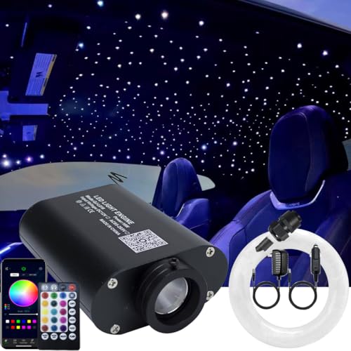 AZIMOM 16W Sound Activate Starlight Headliner Kit 300pcs 003in 65ft Fiber Optic Starlight Light Music Mode Remote APP Control Car Use Home Star Ceiling Headliner Lighting Decoration - Image 1