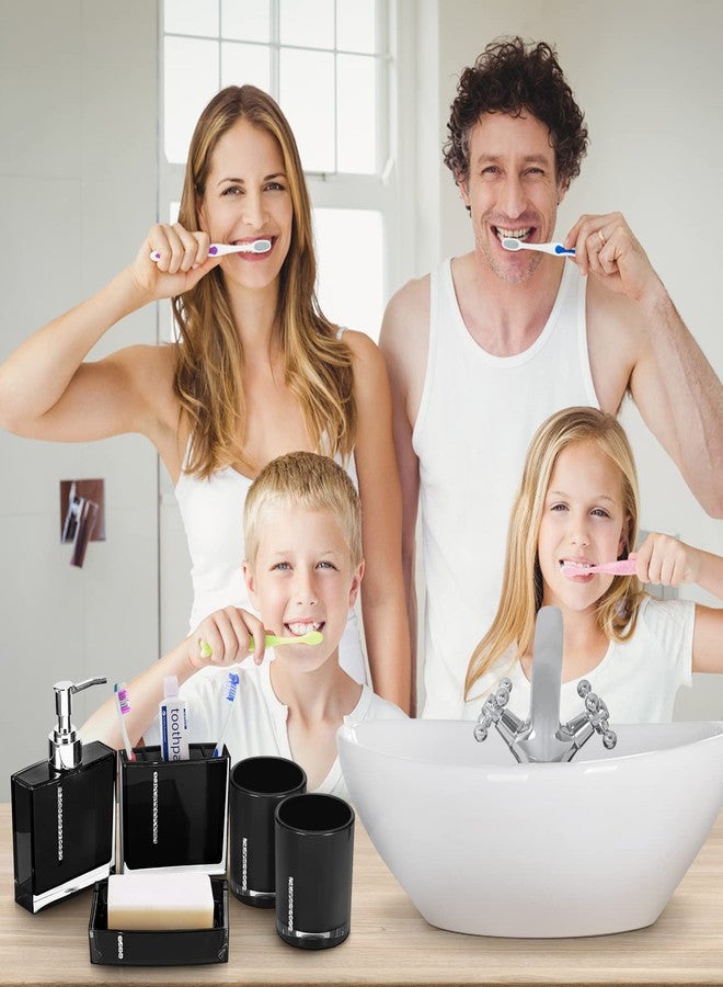Estink Bathroom Accessories Set, Acrylic Bathroom Designer 5-Piece Bath Accessory Set Decorative Bath Accessory Kit Including Toothbrush Holder Dish Toothbrush Cup Dispenser Gargle Cup (Black) - Image 2