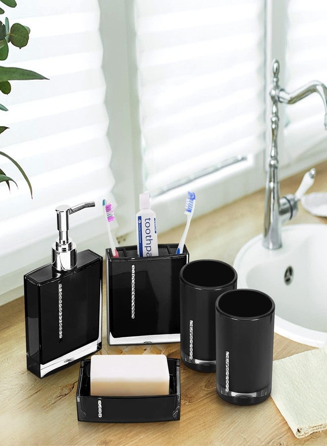 Estink Bathroom Accessories Set, Acrylic Bathroom Designer 5-Piece Bath Accessory Set Decorative Bath Accessory Kit Including Toothbrush Holder Dish Toothbrush Cup Dispenser Gargle Cup (Black) - Image 5