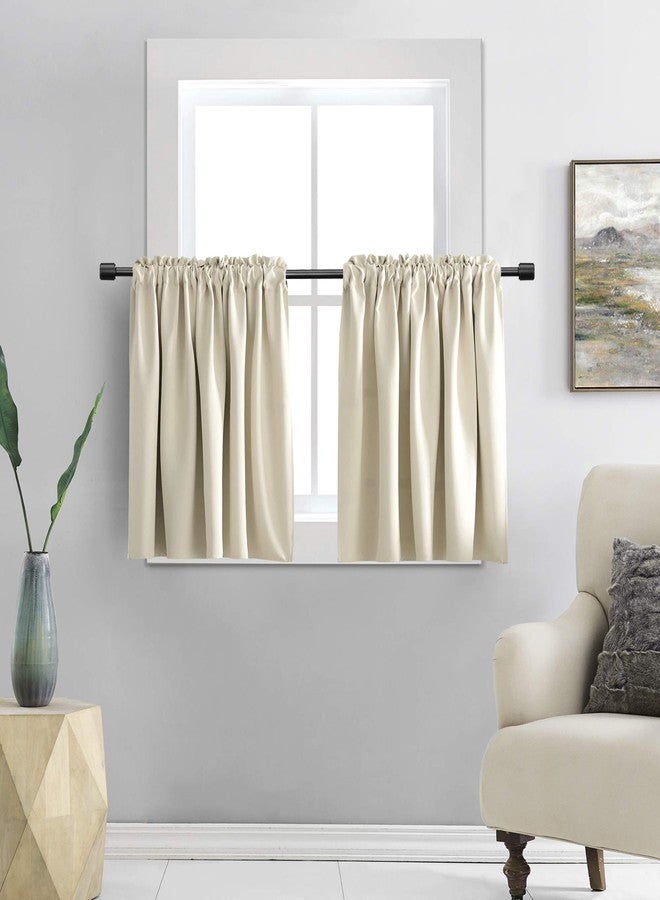 DONREN Cream Beige 20 Inch Length Short RV Curtains for Camper Kitchen Room Darkening Small Window Curtain Tiers for Nursery Bathroom Loft 24 Wide by 20 Long Set of 2 Panels - Image 1