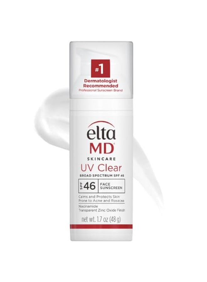 EltaMD واقي شمس الوجه EltaMD UV Clear SPF 46 خالي من الزيوت للوجه مع أكسيد الزنك واقي شمس موصى به من قبل أطباء الجلدية لذوي البشرة الحساسة المعرضة لحب الشباب 17 أونصة مضخة - Image 1