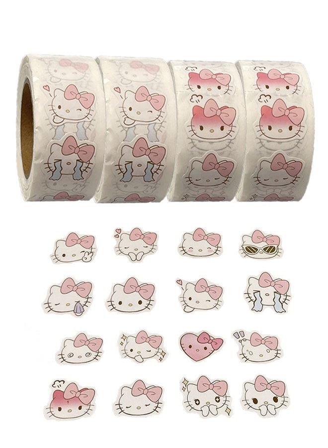 هالو كيتي 4 ملصقات هالو كيتي ذاتية اللصق ملصقات حيوانات ملصقات مكافآت للأطفال لسكرابوكينغ - Image 1
