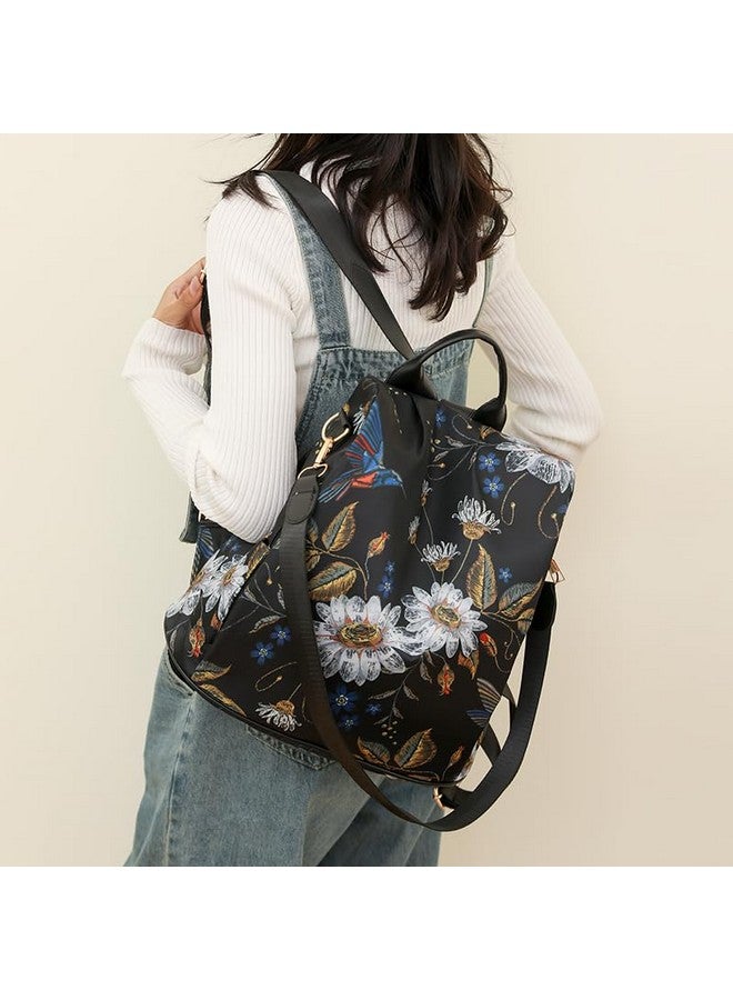 Moca حقيبة ظهر نايلون عصرية غير رسمية للنساء والفتيات مقاس M حقيبة متعددة الاستخدامات للسفر، غير رسمية، كلية، مكتب، هدية عمل للنساء (طائر الطنان) - Image 4