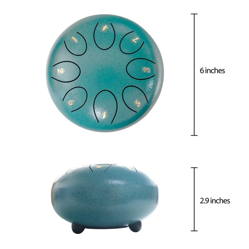 REGIS Steel Tongue Drum 6 Inch 8 Notes, Rain Drum Style Calming Percussion Instrument for Relaxation & Meditation, Musical Gift for Adults & Beginners(malachite) - Image 3