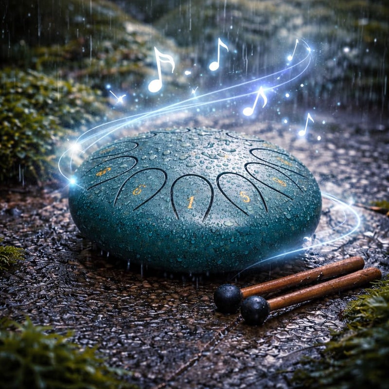 REGIS Steel Tongue Drum 6 Inch 8 Notes, Rain Drum Style Calming Percussion Instrument for Relaxation & Meditation, Musical Gift for Adults & Beginners(malachite) - Image 2