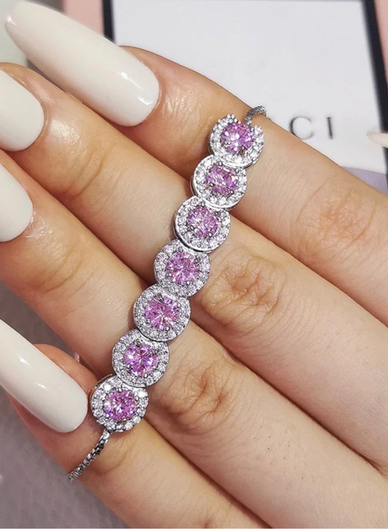 إيكوال اسوارة نسائية أنيقة وفاخرة باللون الفضي مرصعة بالزركون - Image 2