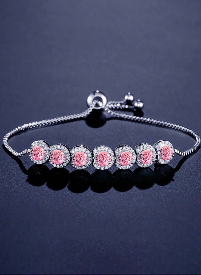 إيكوال اسوارة نسائية أنيقة وفاخرة باللون الفضي مرصعة بالزركون - Image 3