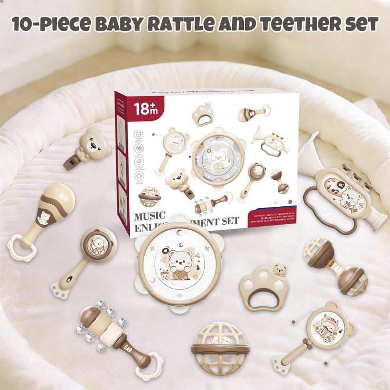 10-Piece Toddler Musical Rattle & Teether Set - Sensory Play Toys for Children 18 Months & Up - Image 4