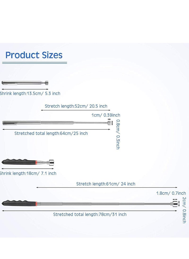 Y&D Telescoping Magnetic Pickup Tools, 20 lb Tool and 3 Magnet Stick Gadget for Hard to Reach Places, Suitable Birthday, Father’s Day Gift 2PCS - Image 2