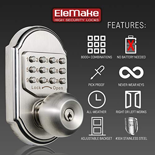 Elemake Keyless Entry Door Lock with Keypad - Keyless Deadbolt Lock, Digital Code Security Door Lock for Exterior Doors, Mechanical Lock with Stainless Steel 304 for Durability and Easy DIY Installation - Image 4