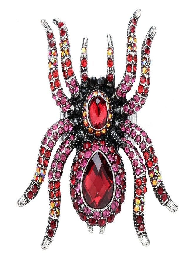 Szxc Women's Spider Stretch Rings Fit Finger Size 7 To 9 - Soft Elastic Band Perfect for Arthritis - Lead & Nickle Free - Silk Scarf Clasp - 2-2/5" X 2" - Halloween Costume Accessories (Red) - Image 1