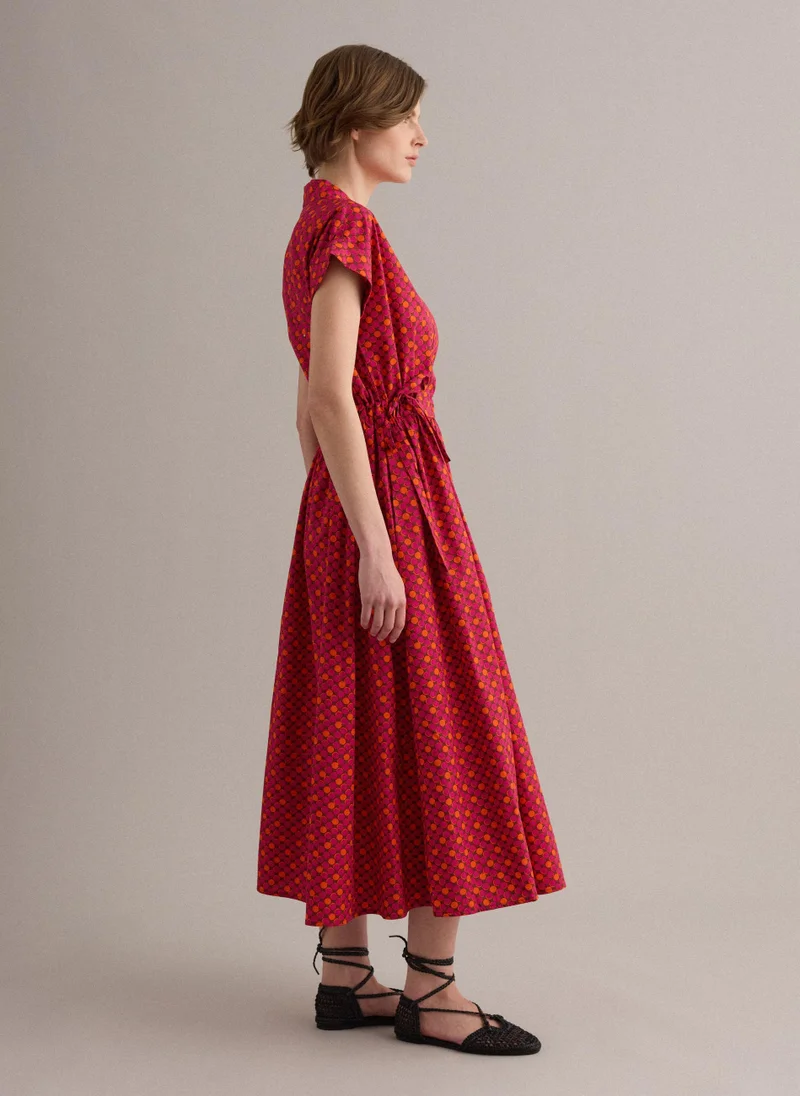 Ovs OVS Red Pure Cotton Midi Dress With Printed Pattern