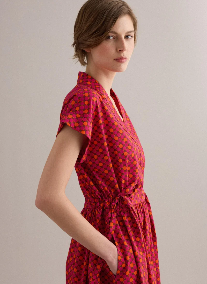 Ovs  OVS Red Pure Cotton Midi Dress With Printed Pattern for Women | Best Price UAE