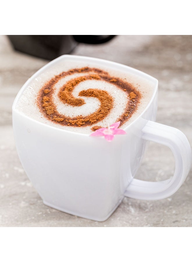 Restaurantware أكواب إسبريسو مربعة سعة 5 أونصات، 100 كوب قهوة بلاستيكي disposable - بلاستيك PS، مع مقابض، أكواب حلوى بلاستيكية بيضاء، لمناسبات تقديم الطعام، الحفلات، الزفاف، والمقاهي - Image 3