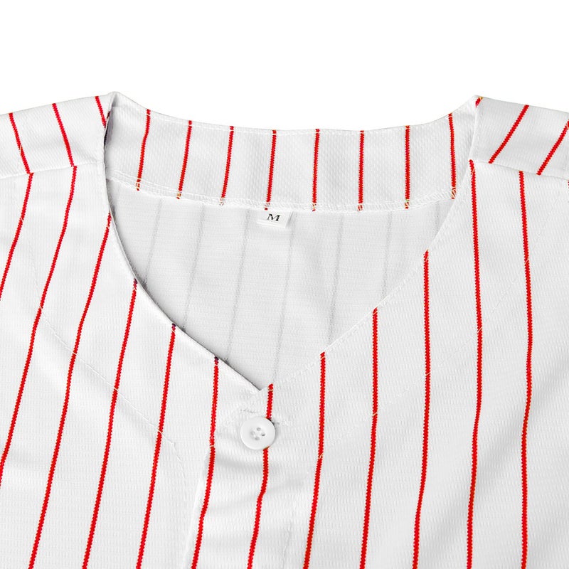 Phoneutrix Blank Plain Hip Hop Hipster Baseball Jersey Button Down Shirts Sports Uniforms Men Women Jersey (Stripe-red, XX-Large) - Image 4