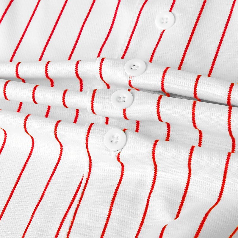 Phoneutrix Blank Plain Hip Hop Hipster Baseball Jersey Button Down Shirts Sports Uniforms Men Women Jersey (Stripe-red, XX-Large) - Image 5