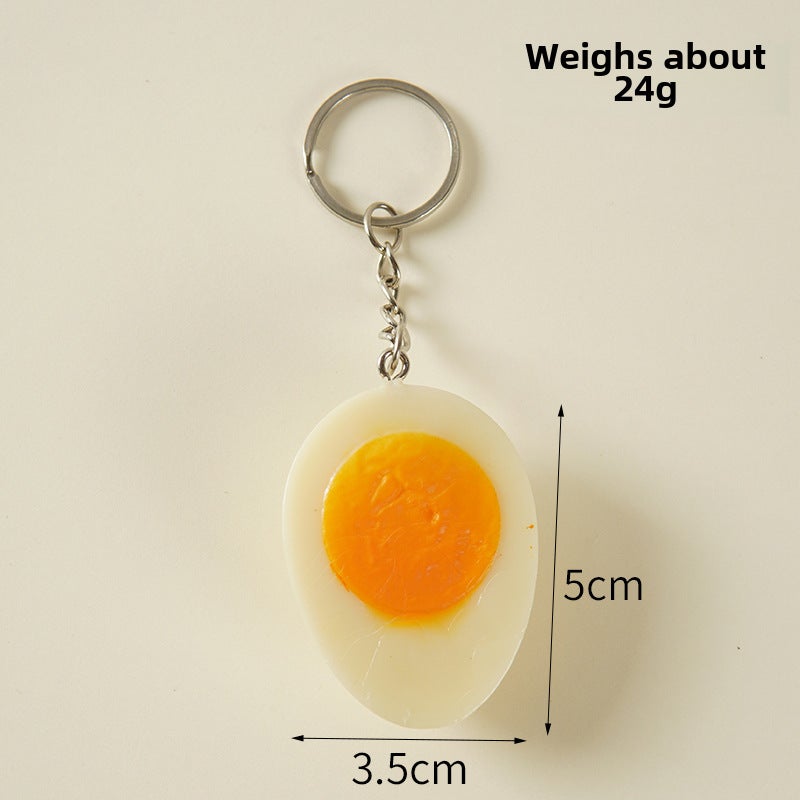 PVC Boiled Egg Keychain CharmHalf a heart egg-silver ordinary keychain Half a heart egg-silver ordinary keychain