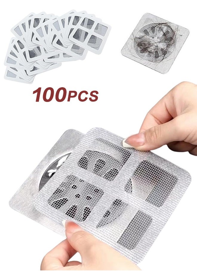 Sweet Life 100 Disposable Shower Drain Mesh Stickers, Drain Cover, Floor Drain Stickers, Sink Strainer Stickers, Hair Catcher, Hair Sewer Stickers for Bathroom, Laundry Room, Bathtub, Kitchen, Sink, and more  - Image 1