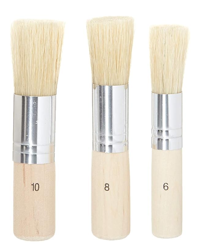 BANIRA Art Wood 3Pcs Classic Styling Stencil Brushes Set, Art Crafts Paint Brush for Oil and Acrylic Painting - Image 1