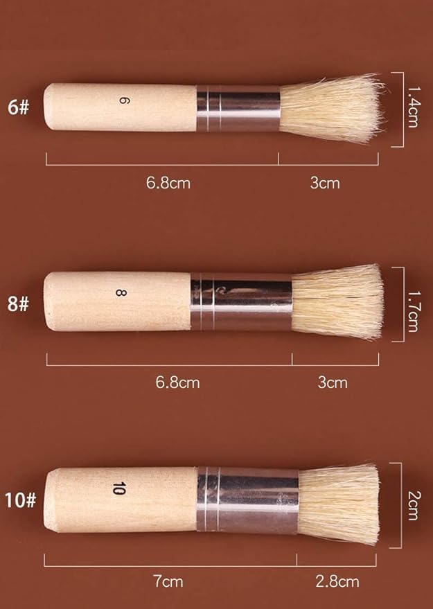 BANIRA Art Wood 3Pcs Classic Styling Stencil Brushes Set, Art Crafts Paint Brush for Oil and Acrylic Painting - Image 2