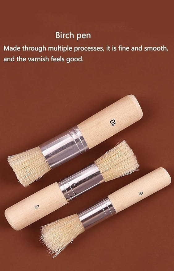 BANIRA Art Wood 3Pcs Classic Styling Stencil Brushes Set, Art Crafts Paint Brush for Oil and Acrylic Painting - Image 4