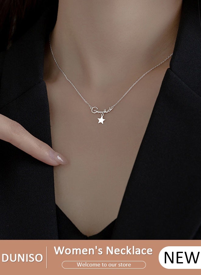 DUNISO 925 Pure Silver Necklace, Fashion Dainty Necklace, Jewelry Hypoallergenic Necklace,  Ideal Gift for Women, Girls, Valentines, Mother's Day, Birthday Gifts - Image 1